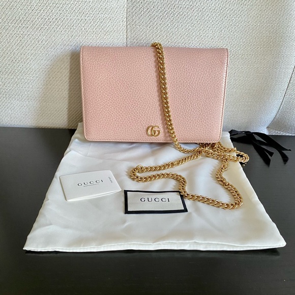 Gucci Handbags - Gucci Calfskin Mini GG Marmont Chain Wallet